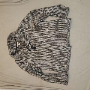 JM Collection gray and white chevron jacket petite large